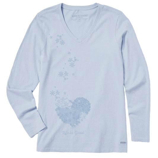 Women's Floating Hearts Long Sleeve Crusher Vee