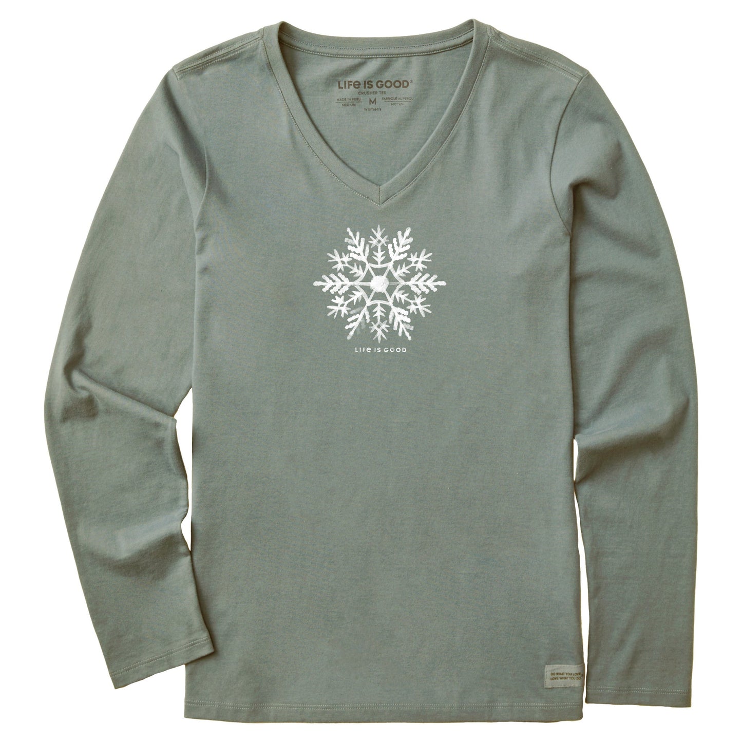 Women's Watercolor Snowflake Long Sleeve Crusher Vee