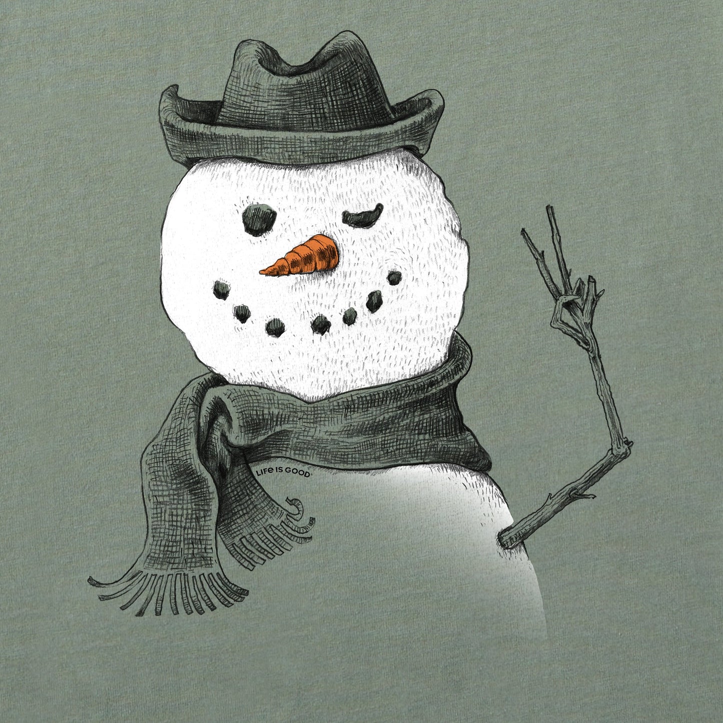 Women's Snowman Peace Sign Long Sleeve Crusher Vee