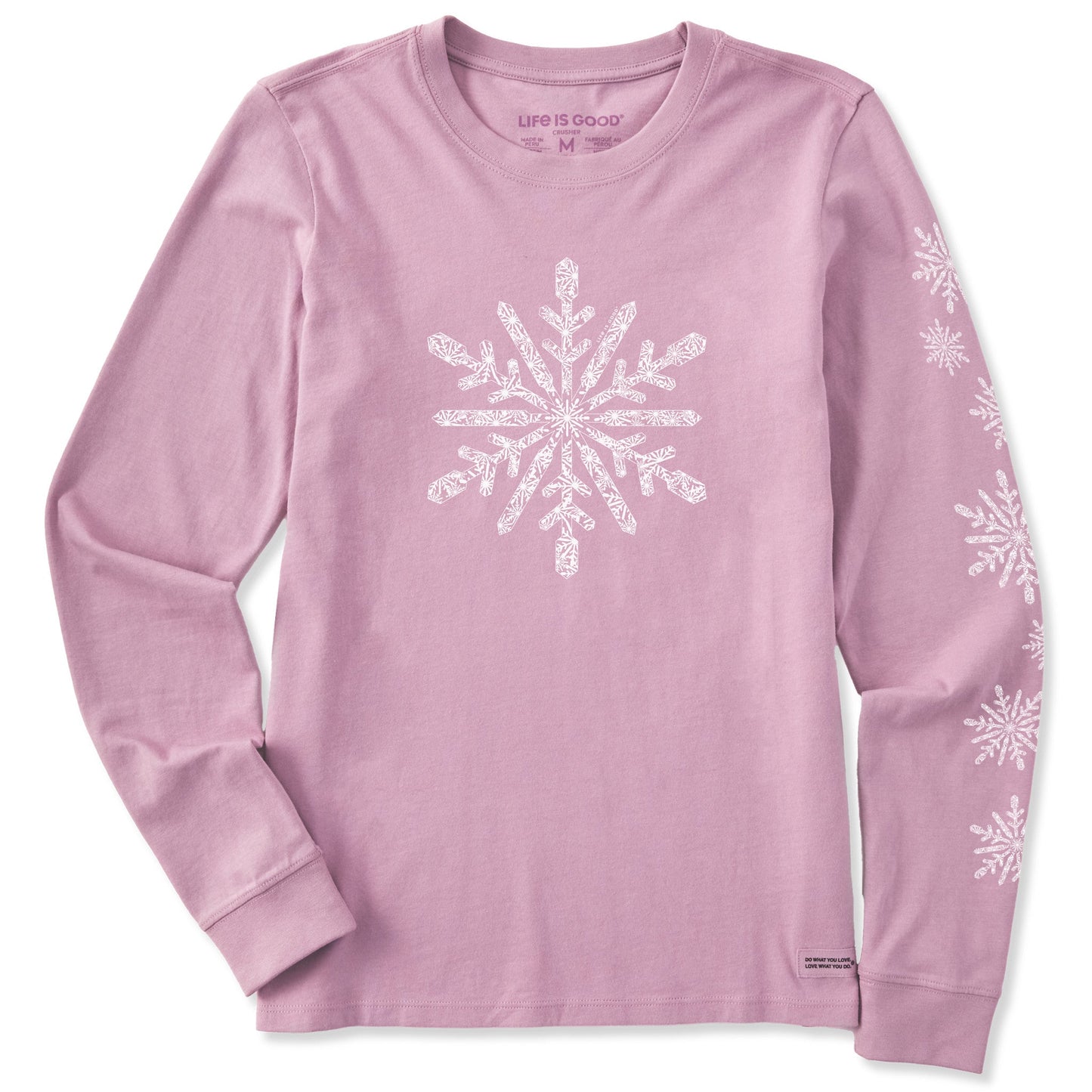 Women's Contrast Snowflake Long Sleeve Crusher Tee