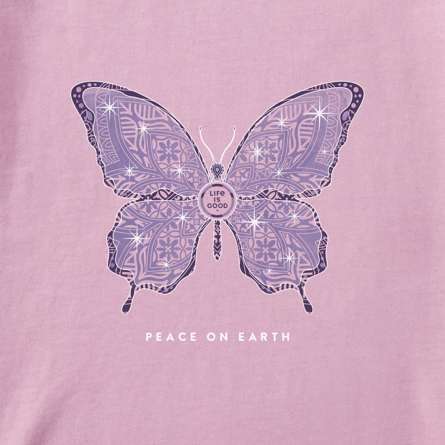Women's Twinkling Icy Butterfly Long Sleeve Crusher Tee