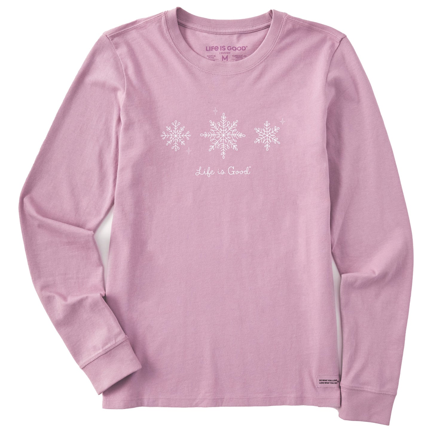Women's Three Doodle Snowflakes Long Sleeve Crusher Tee