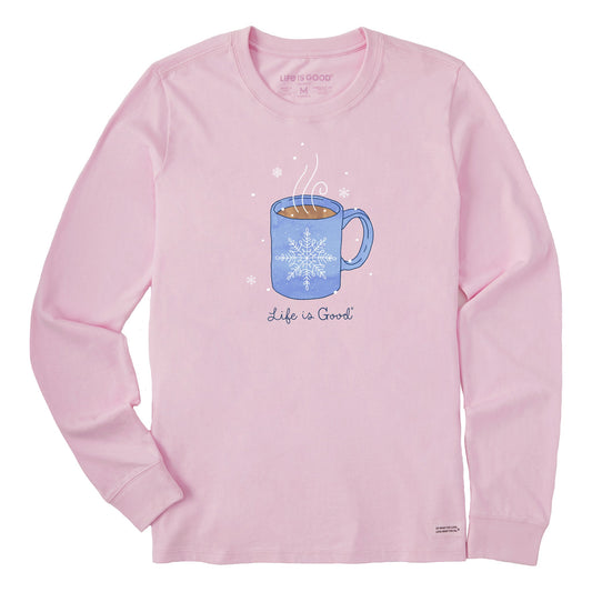 Women's Winter Snowflake Mug Long Sleeve Crusher Tee