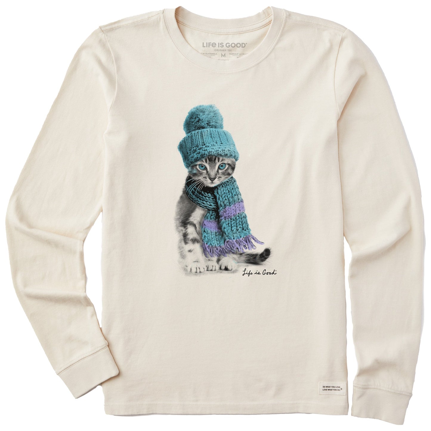 Women's Winter Cat Hat Long Sleeve Crusher Tee
