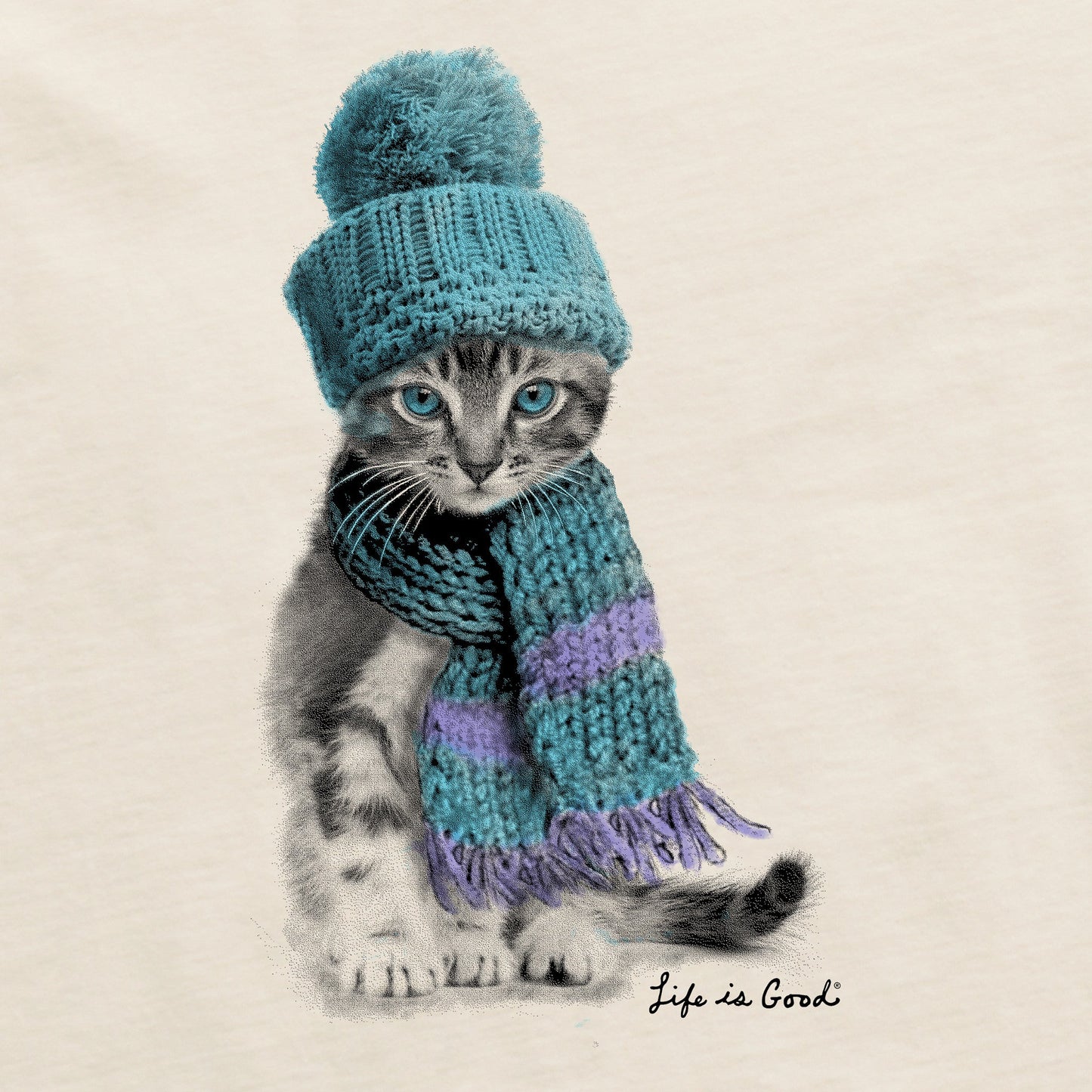 Women's Winter Cat Hat Long Sleeve Crusher Tee