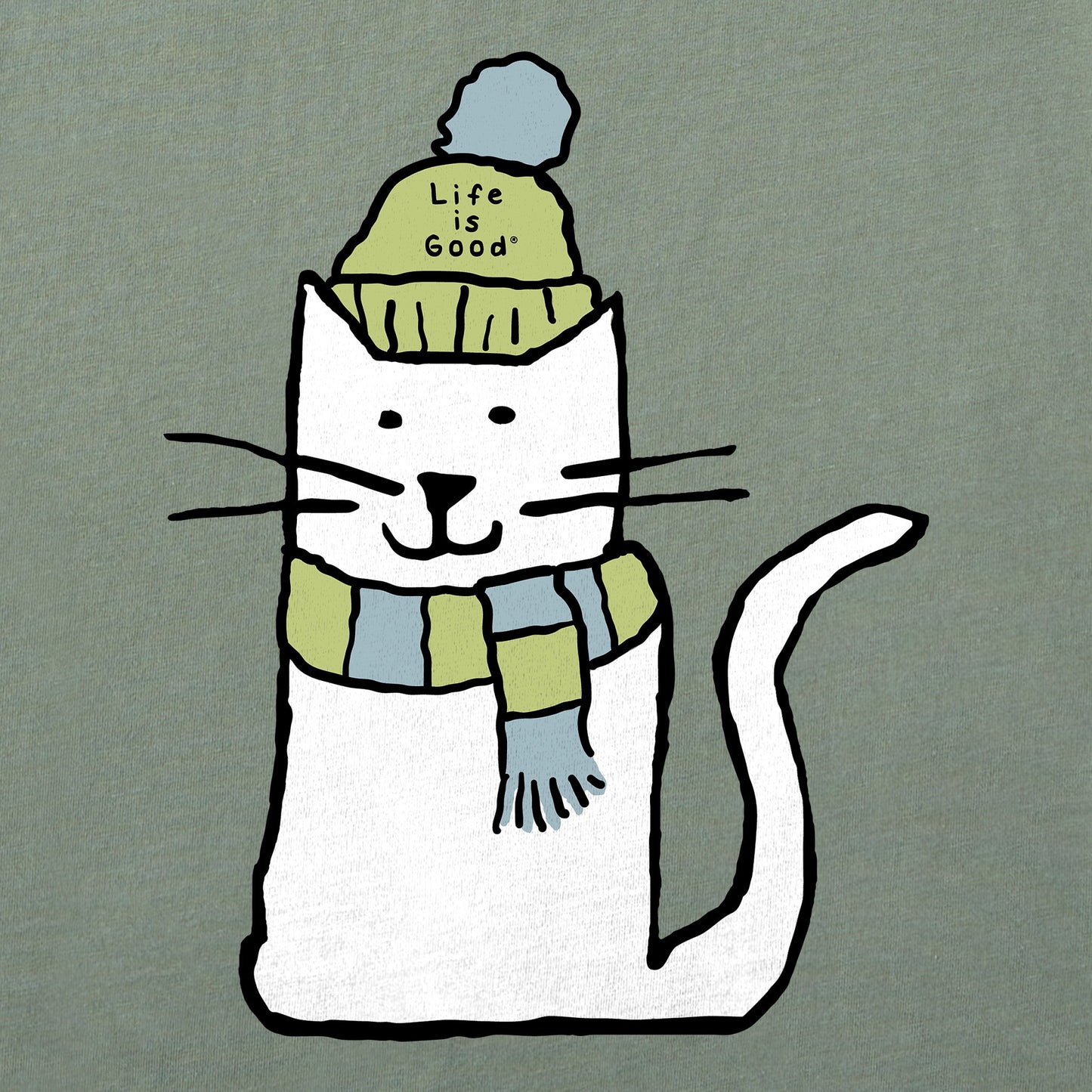 Women's Quirky Warmly Dressed Cat Long Sleeve Crusher Tee