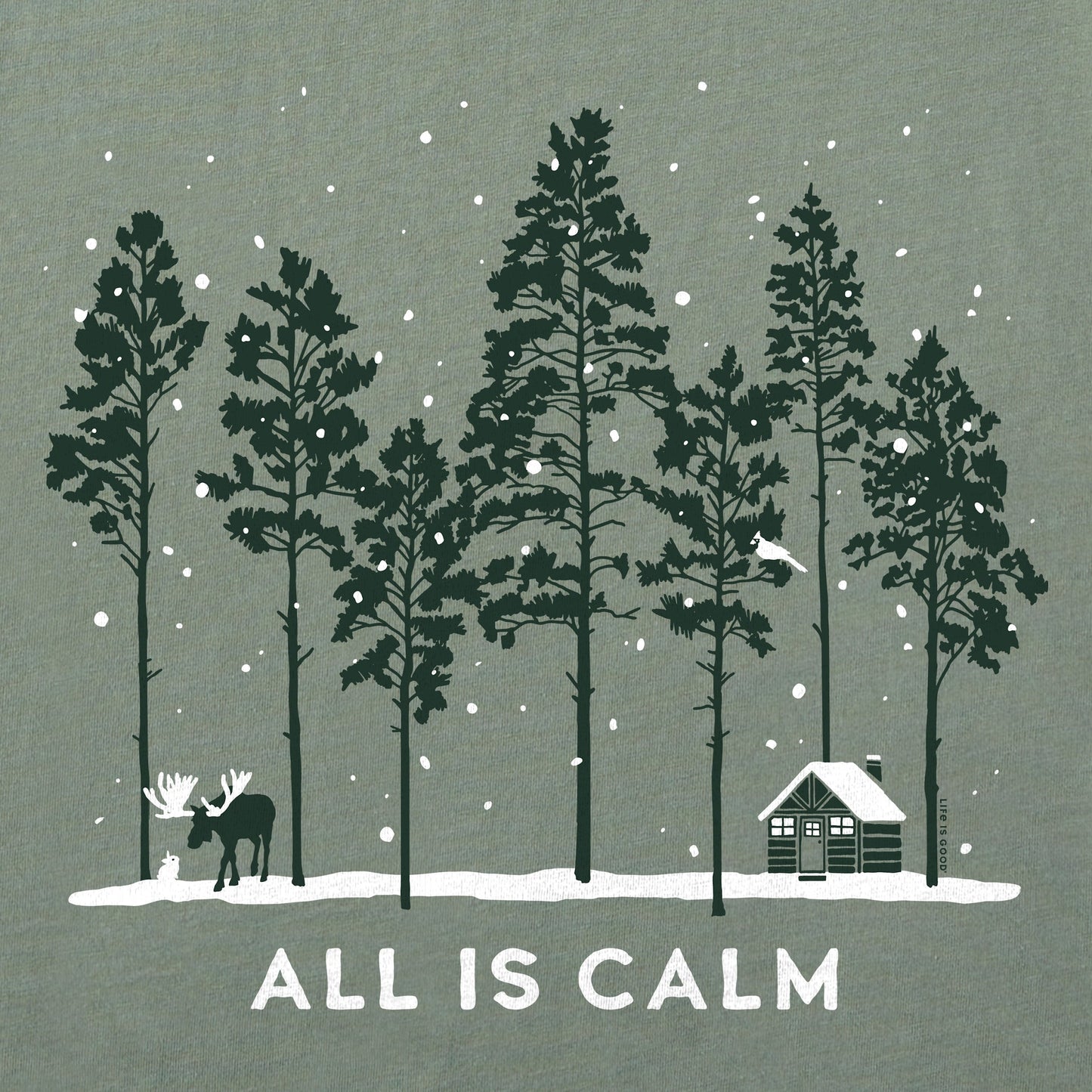 Women's All is Calm Moose Cabin Long Sleeve Crusher Tee