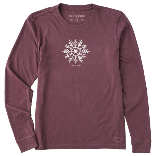 Women's Watercolor Snowflake Long Sleeve Crusher Tee