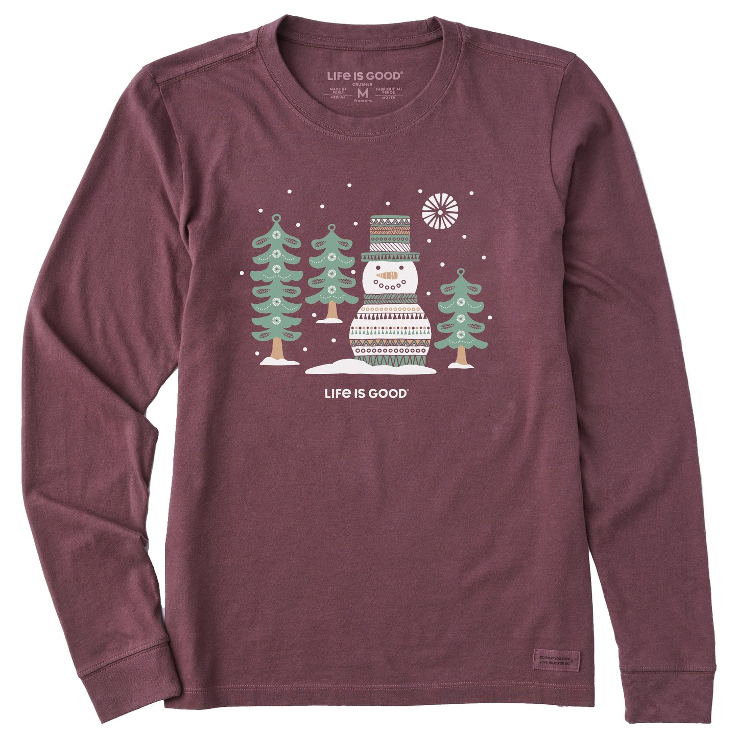 Women's Snowman and Trees Long Sleeve Crusher Tee