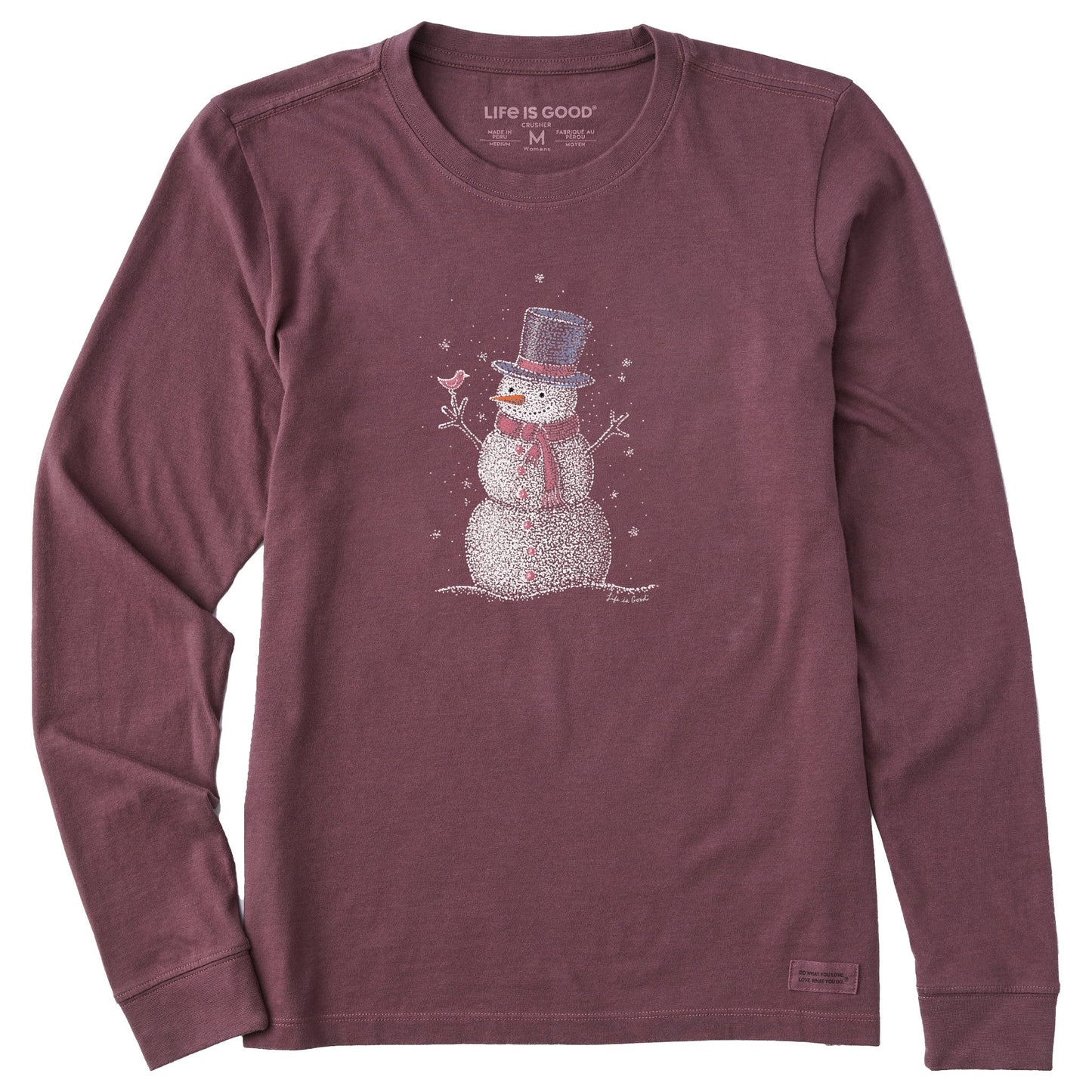 Women's Sparkle Snowman Long Sleeve Crusher Tee