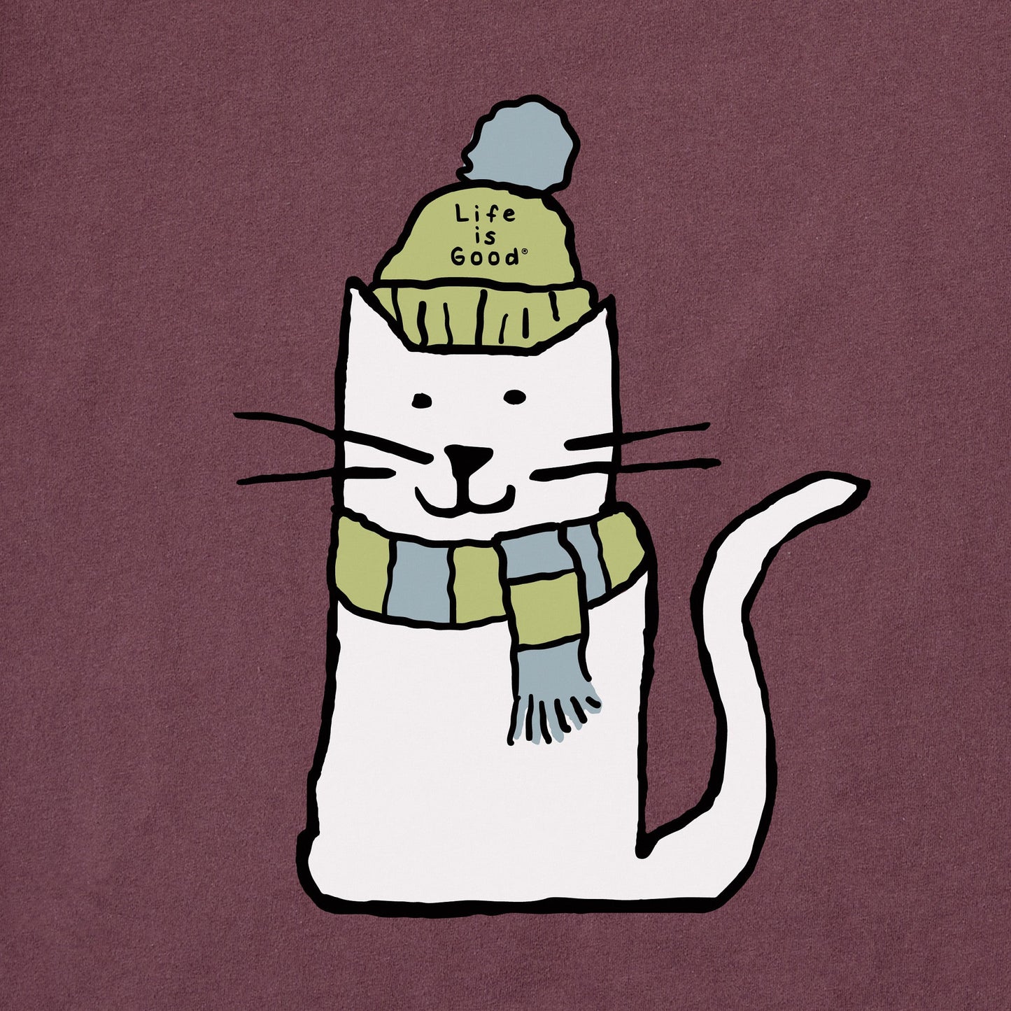 Women's Quirky Warmly Dressed Cat Long Sleeve Crusher Tee