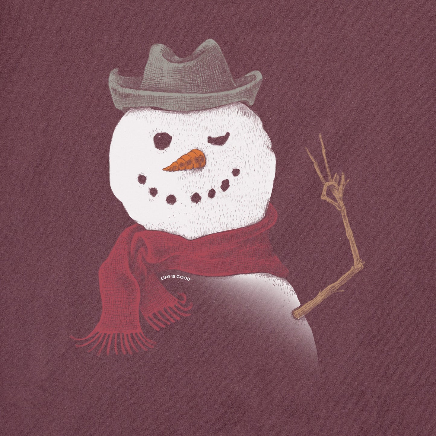 Women's Snowman Peace Sign Long Sleeve Crusher Tee