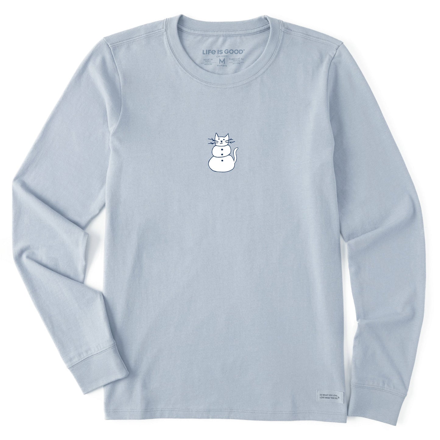 Women's Cat Snowman Long Sleeve Crusher Tee