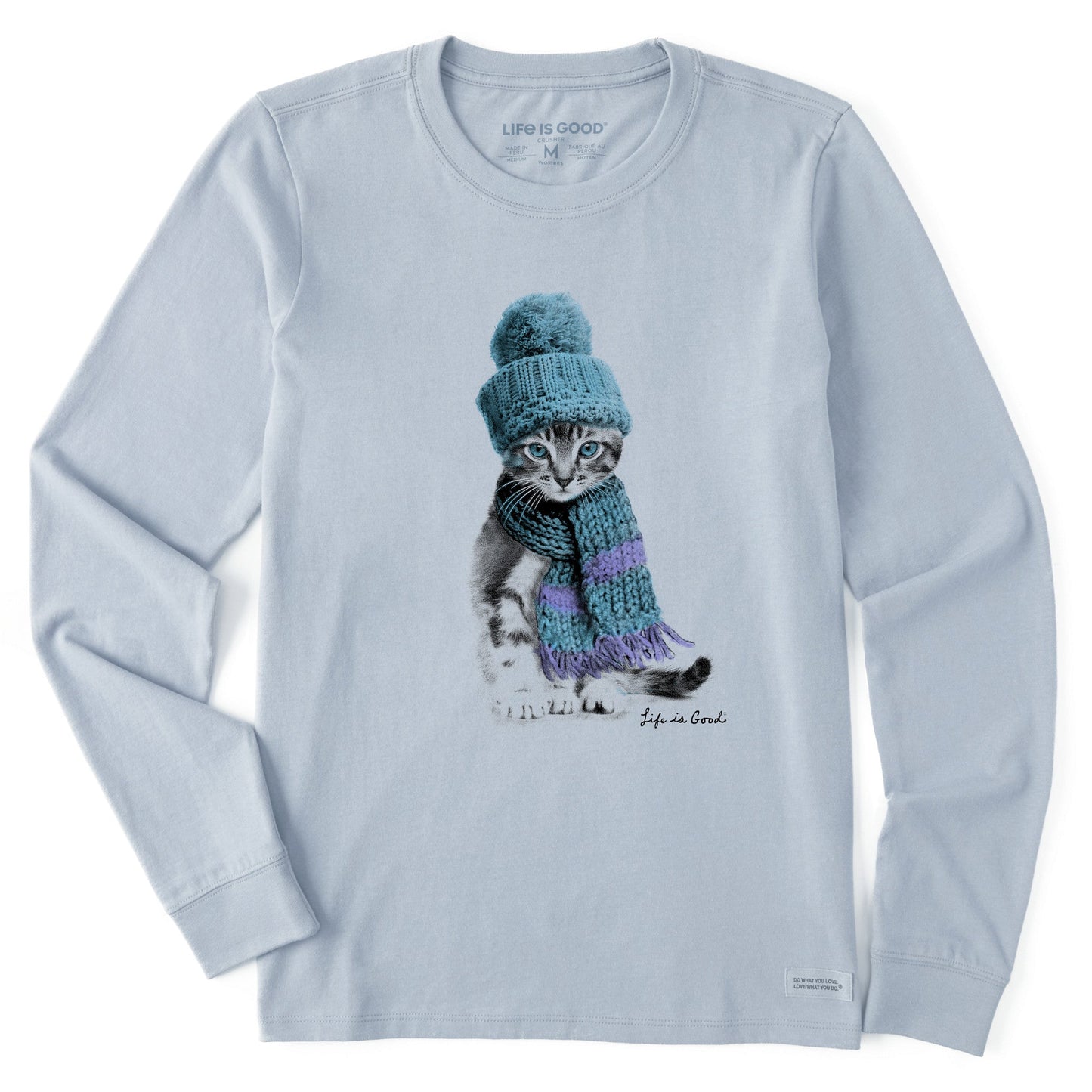 Women's Winter Cat Hat Long Sleeve Crusher Tee