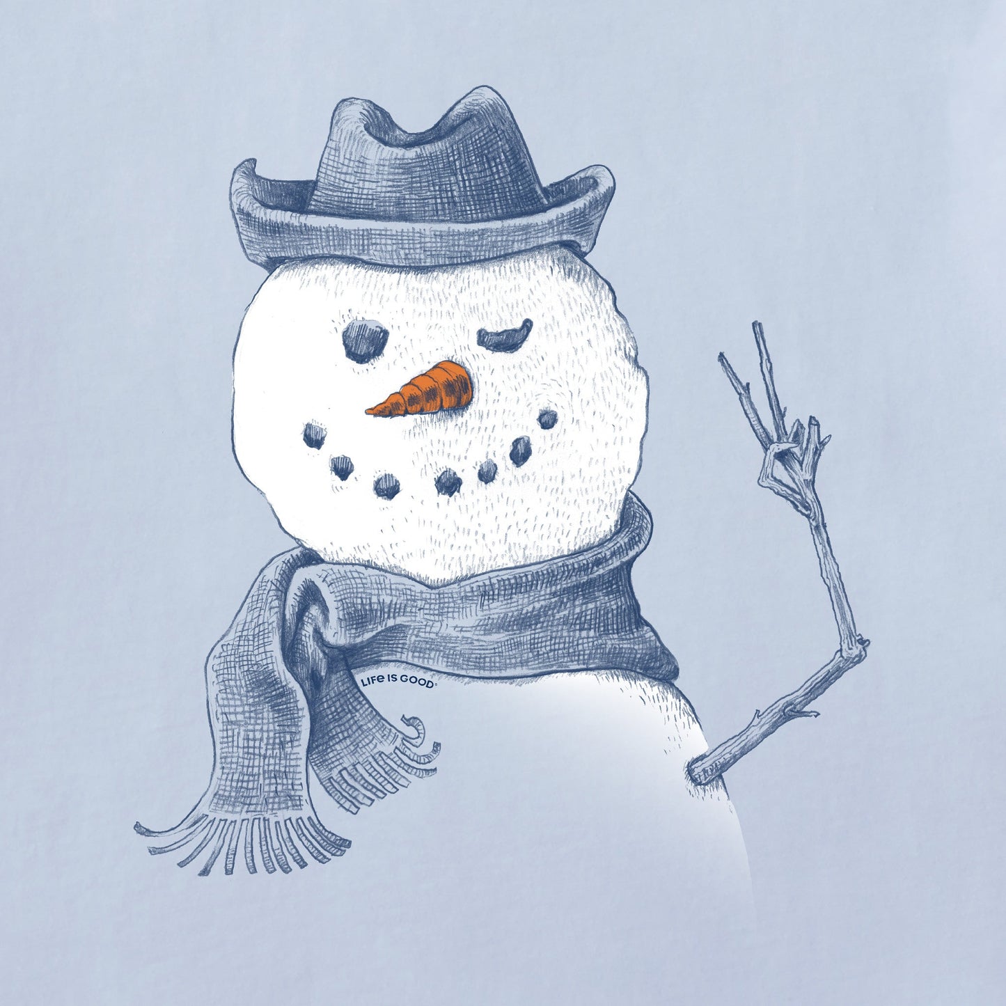 Women's Snowman Peace Sign Long Sleeve Crusher Tee