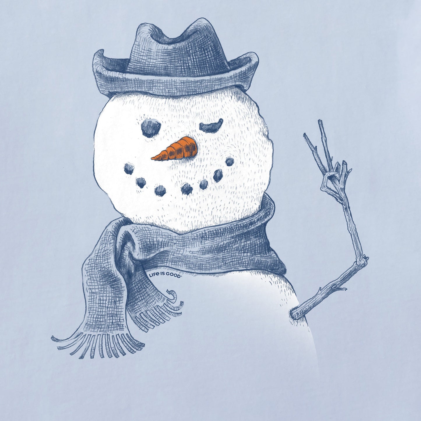 Women's Snowman Peace Sign Long Sleeve Crusher Tee