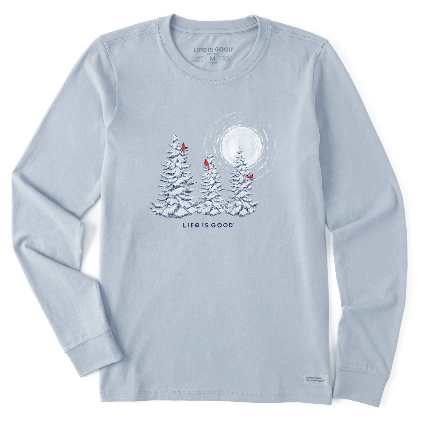 Women's Snowy Pines with Cardinals Long Sleeve Crusher Tee
