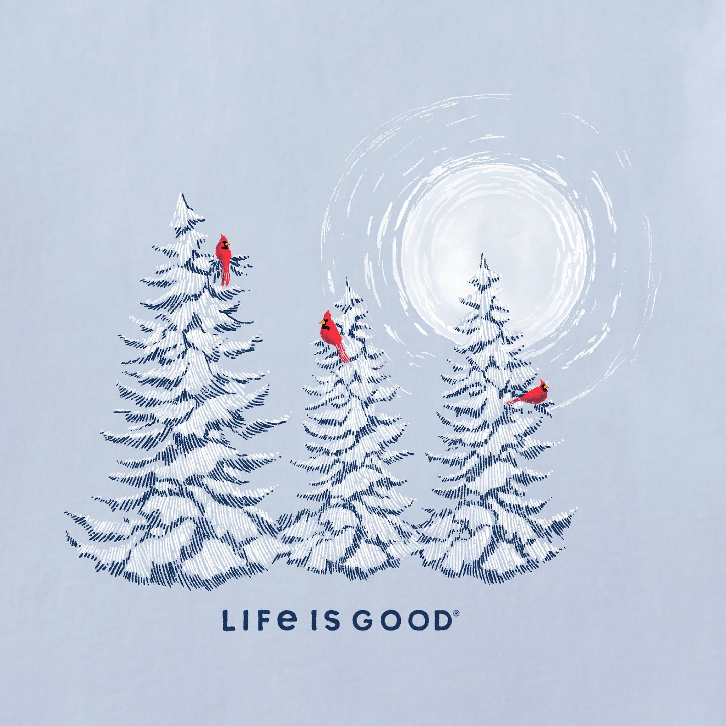 Women's Snowy Pines with Cardinals Long Sleeve Crusher Tee