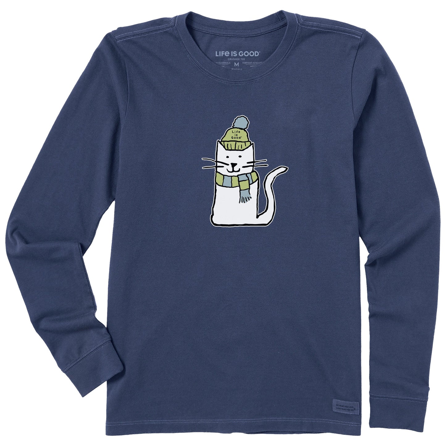 Women's Quirky Warmly Dressed Cat Long Sleeve Crusher Tee