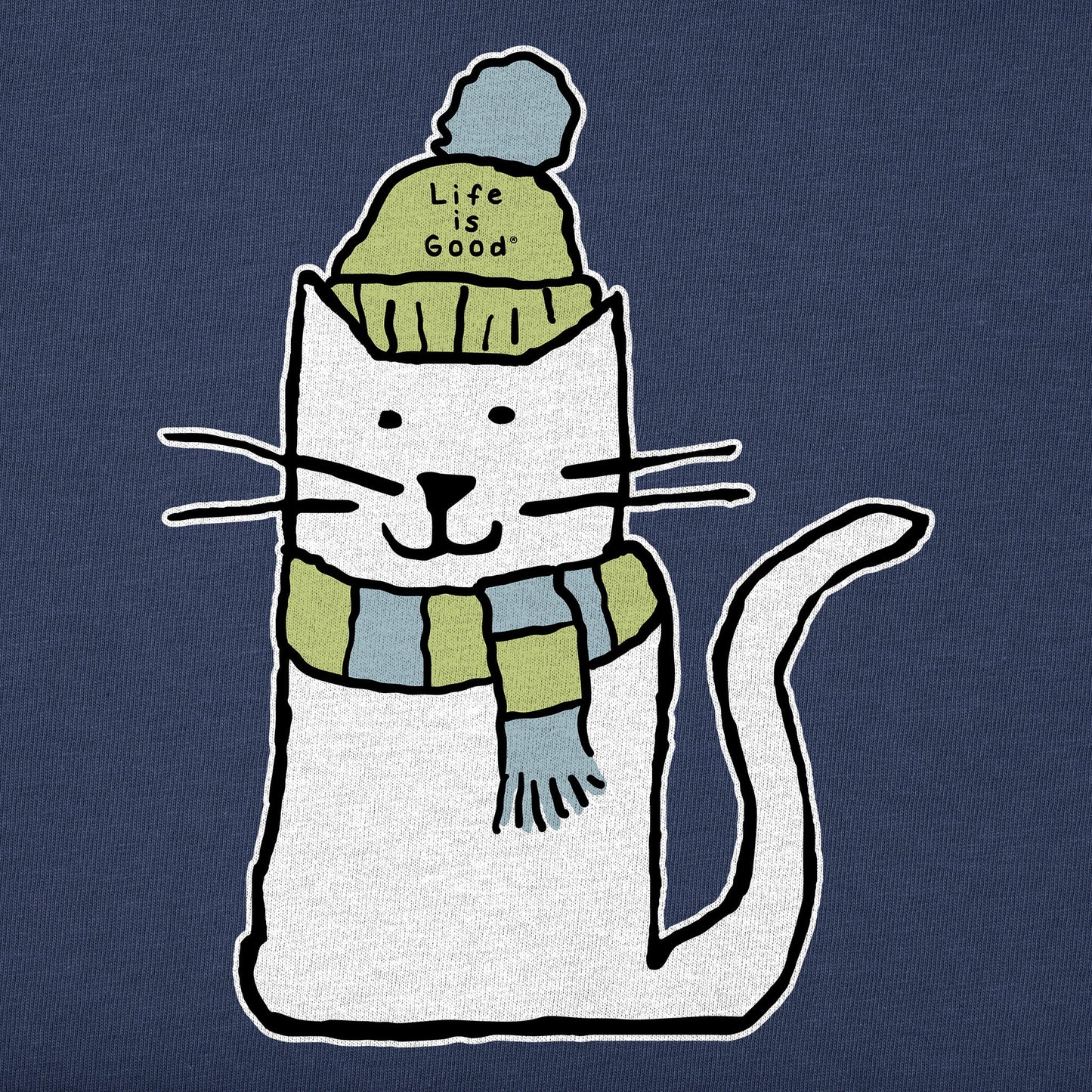 Women's Quirky Warmly Dressed Cat Long Sleeve Crusher Tee