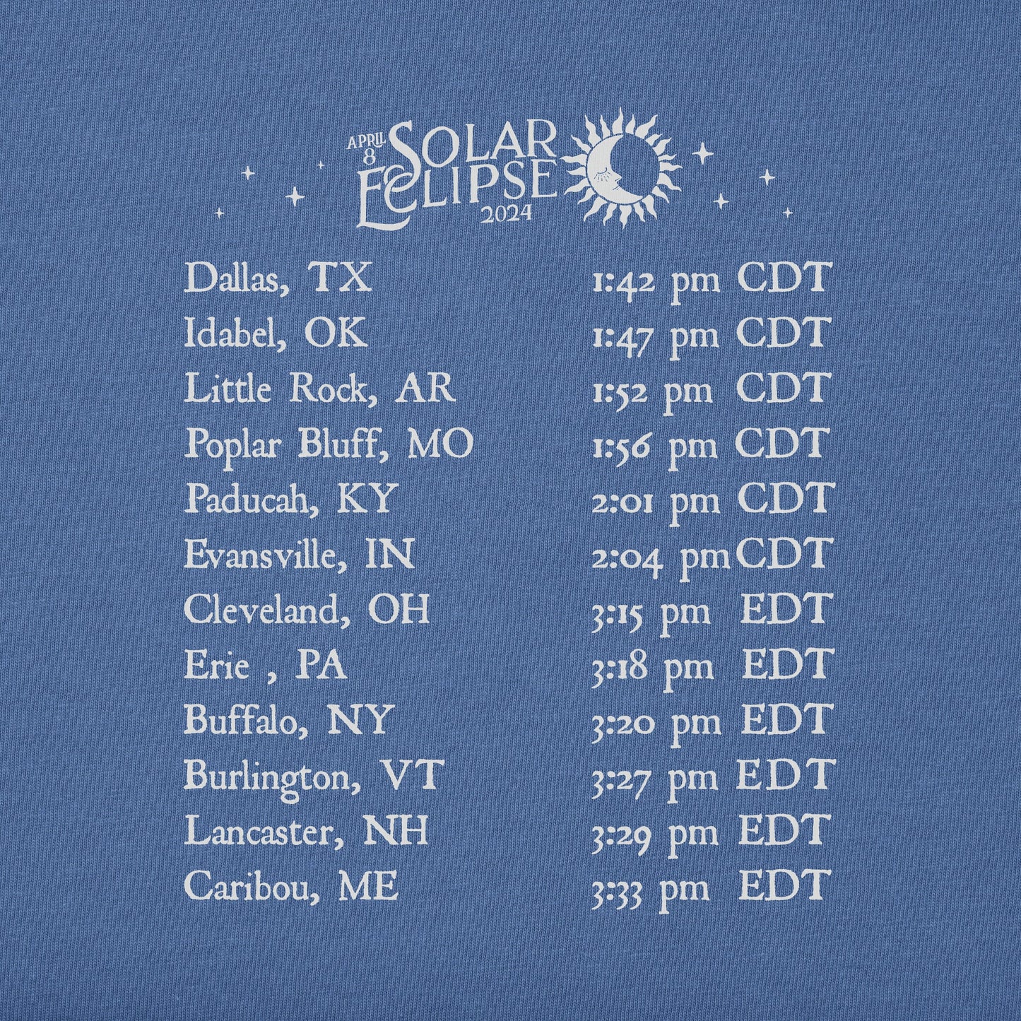 Women's Sun Moon Solar Eclipse 4.8.24 Short Sleeve Tee