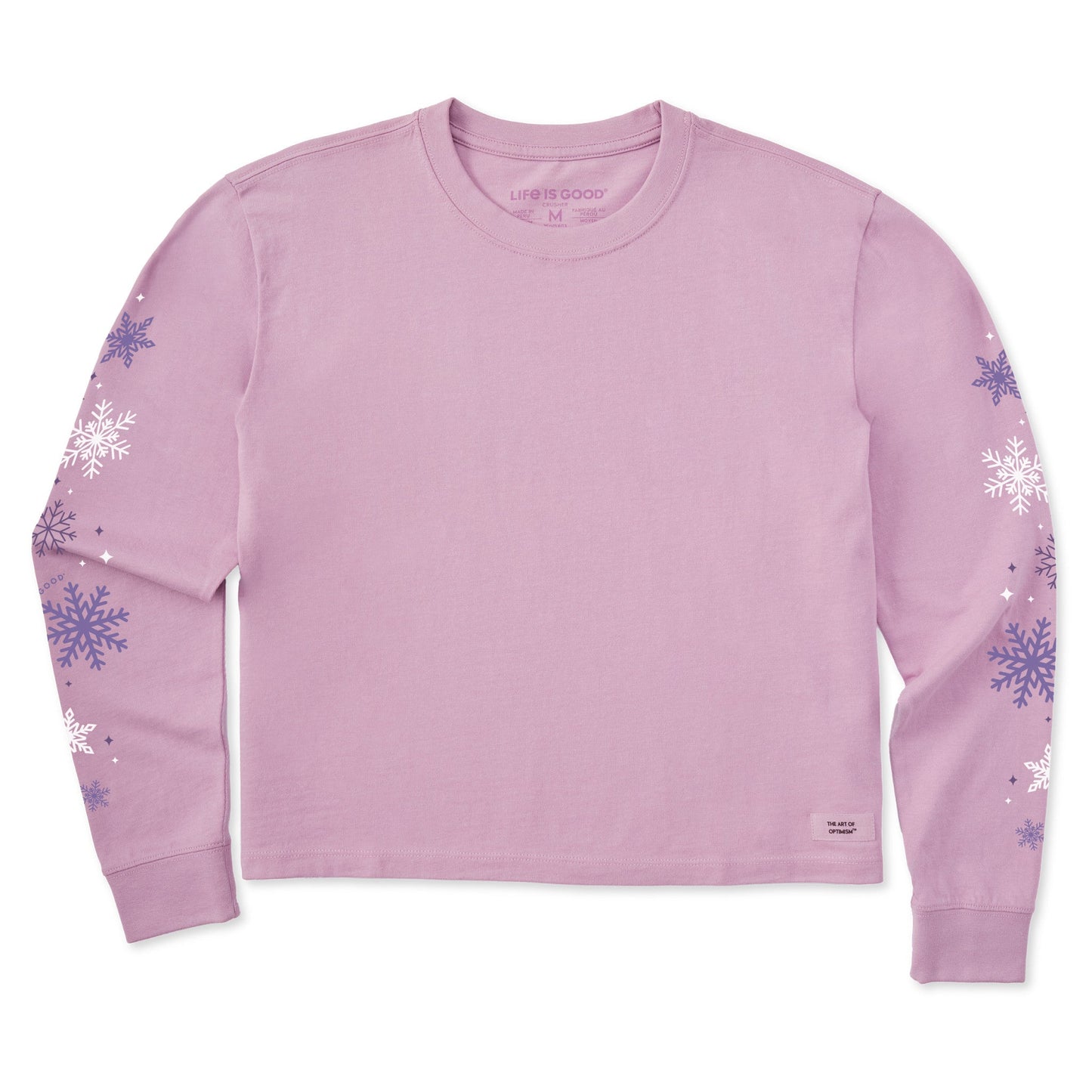 Women's Falling Snowflakes Long Sleeve Crusher Boxy Tee