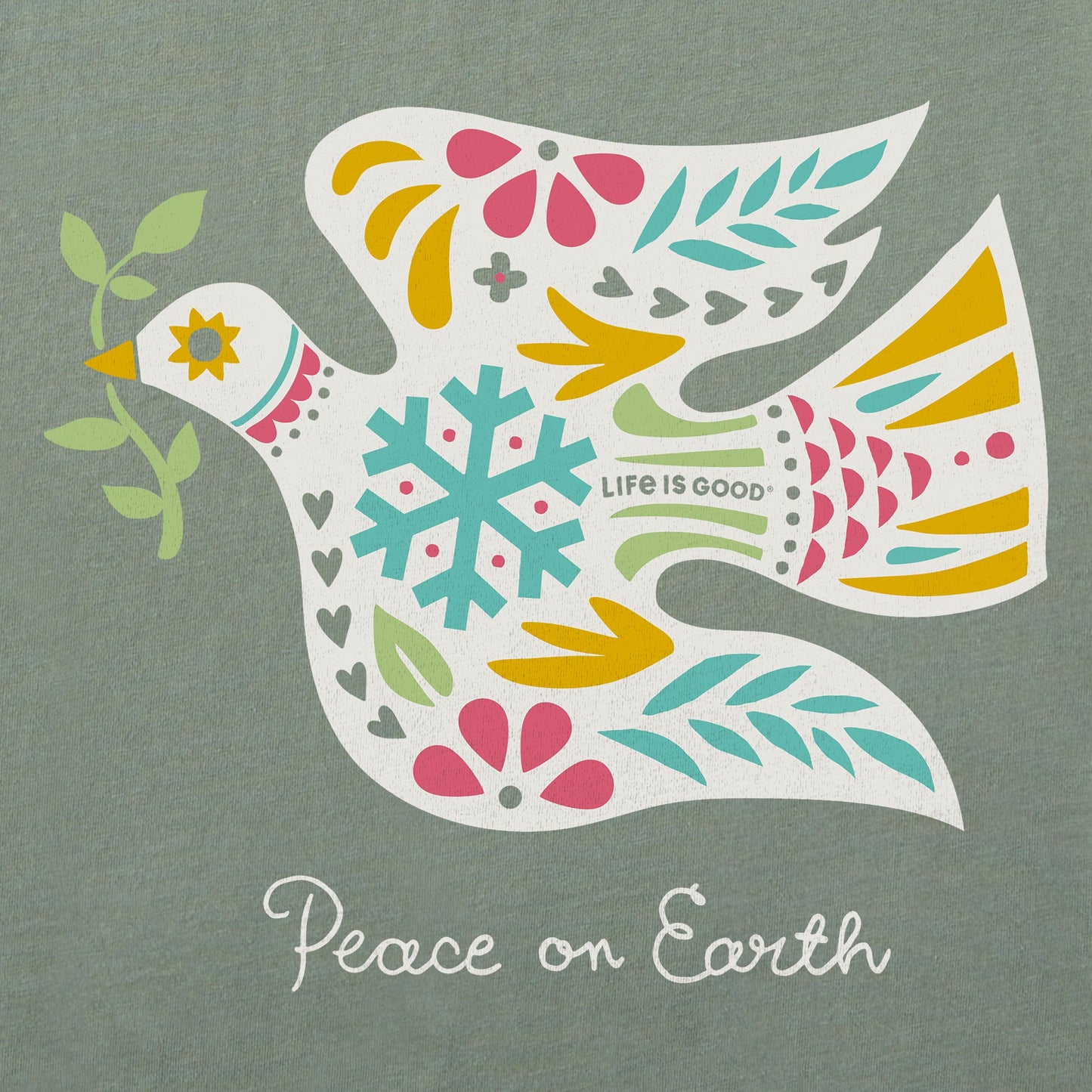 Women's Folkie Peace on Earth Dove Short Sleeve Crusher Vee