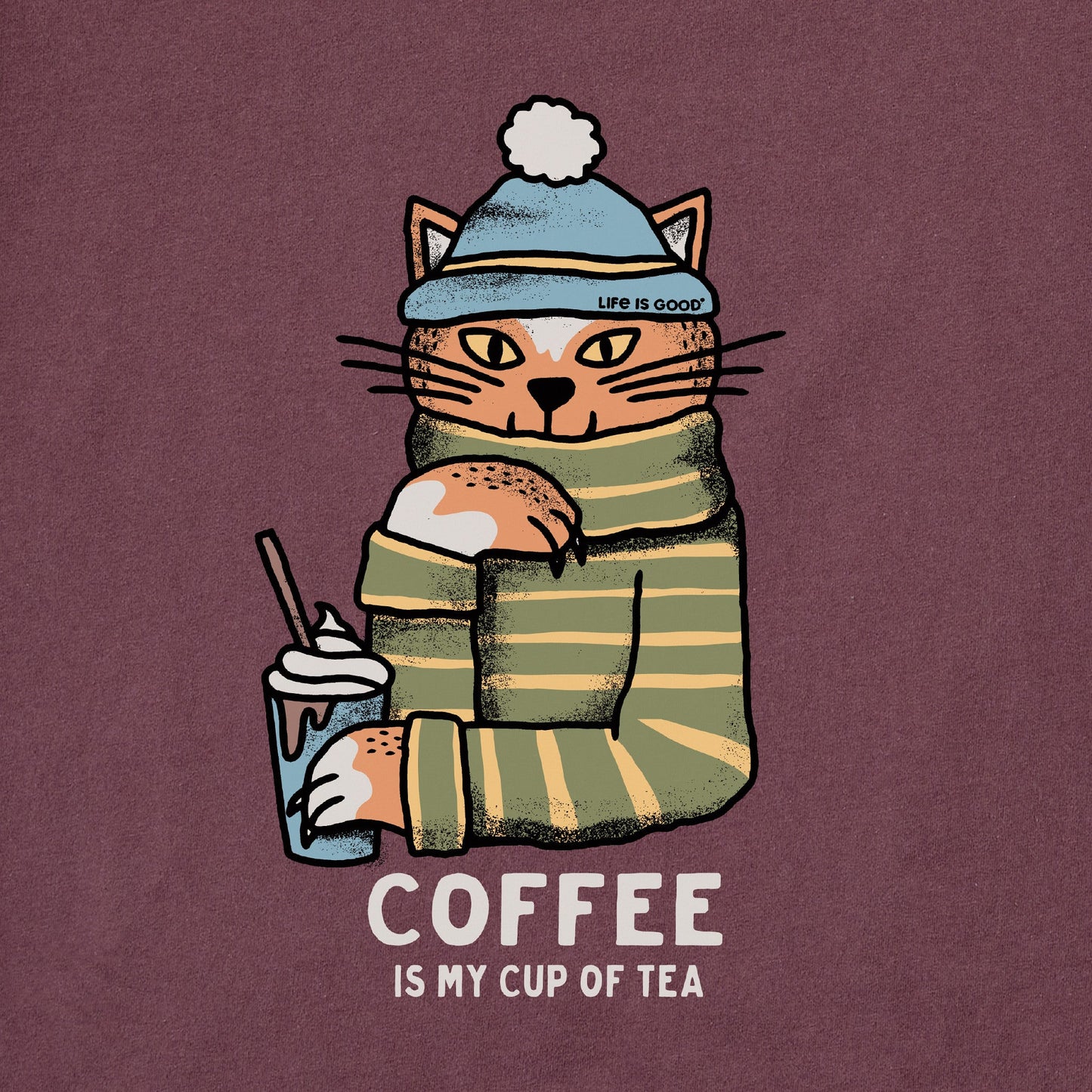 Women's Coffee Tea Cat Short Sleeve Crusher Tee