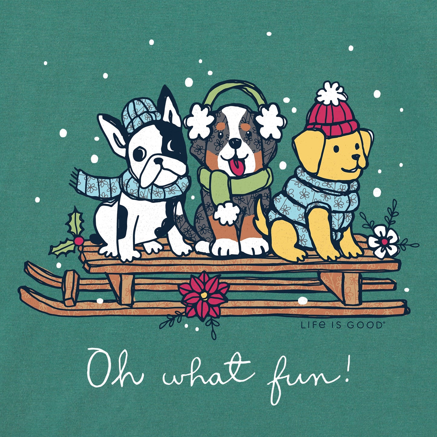 Kids Oh What Fun Winter Puppies Long Sleeve Crusher Tee