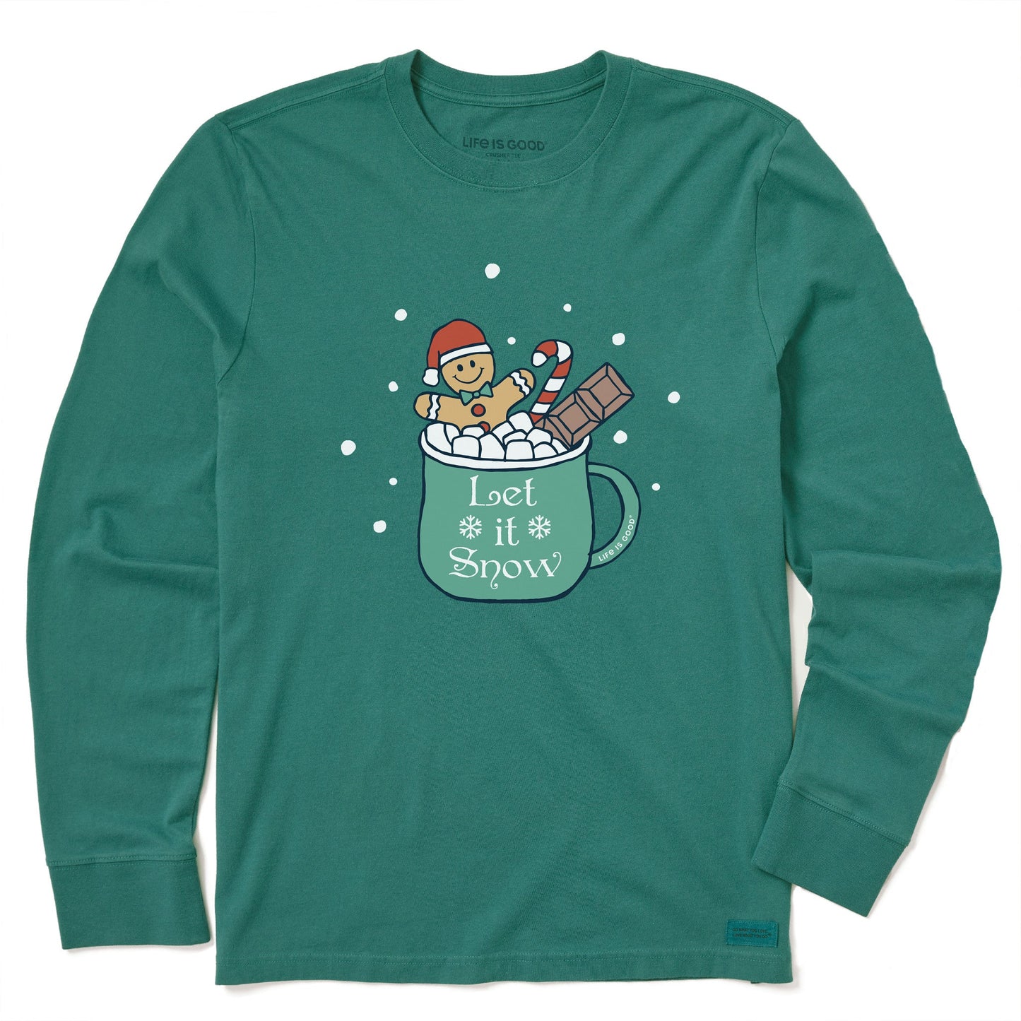Kids Let it Snow Mug Cocoa Long Sleeve Crusher Tee