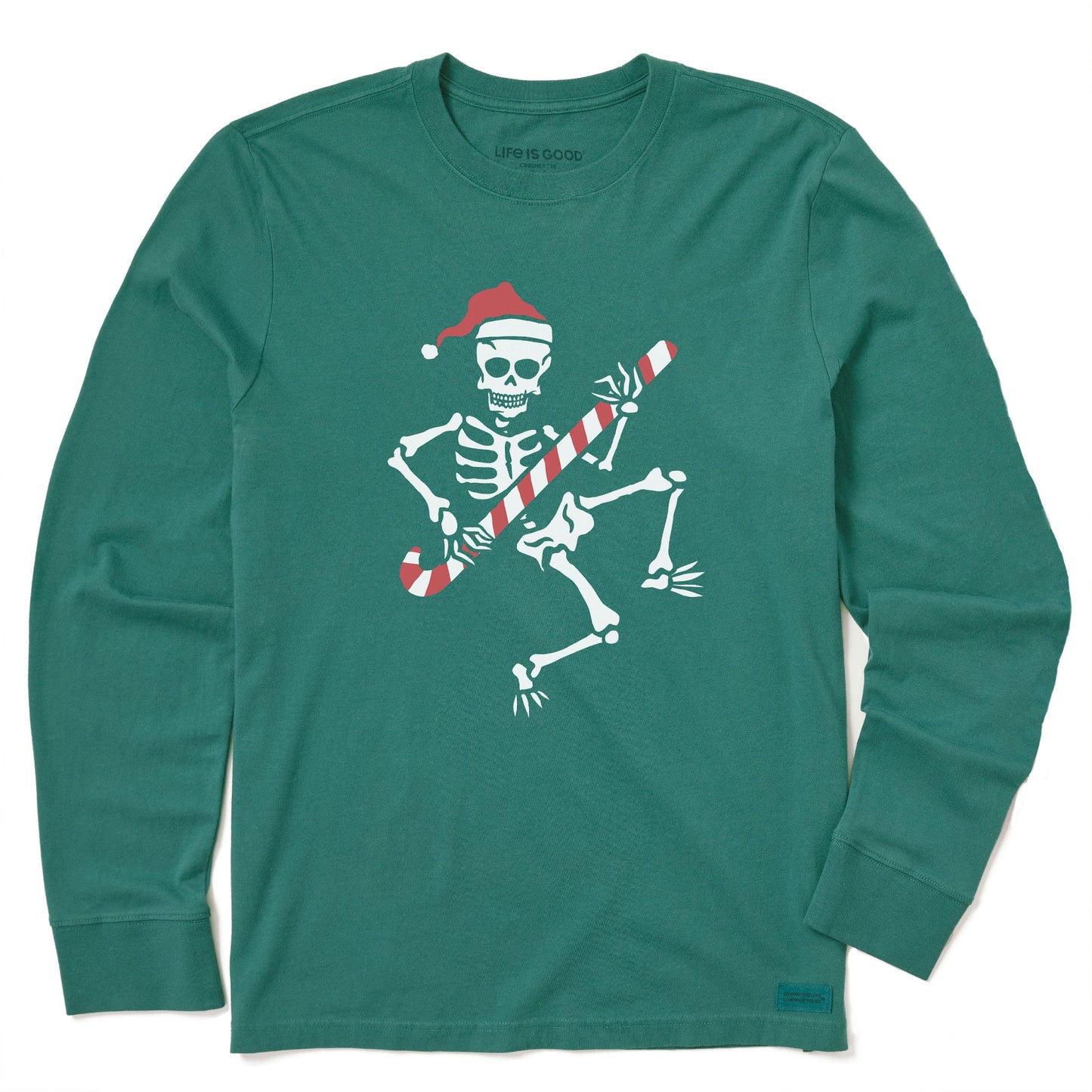 Kids Candy Cane Skeleton Long Sleeve Crusher Tee