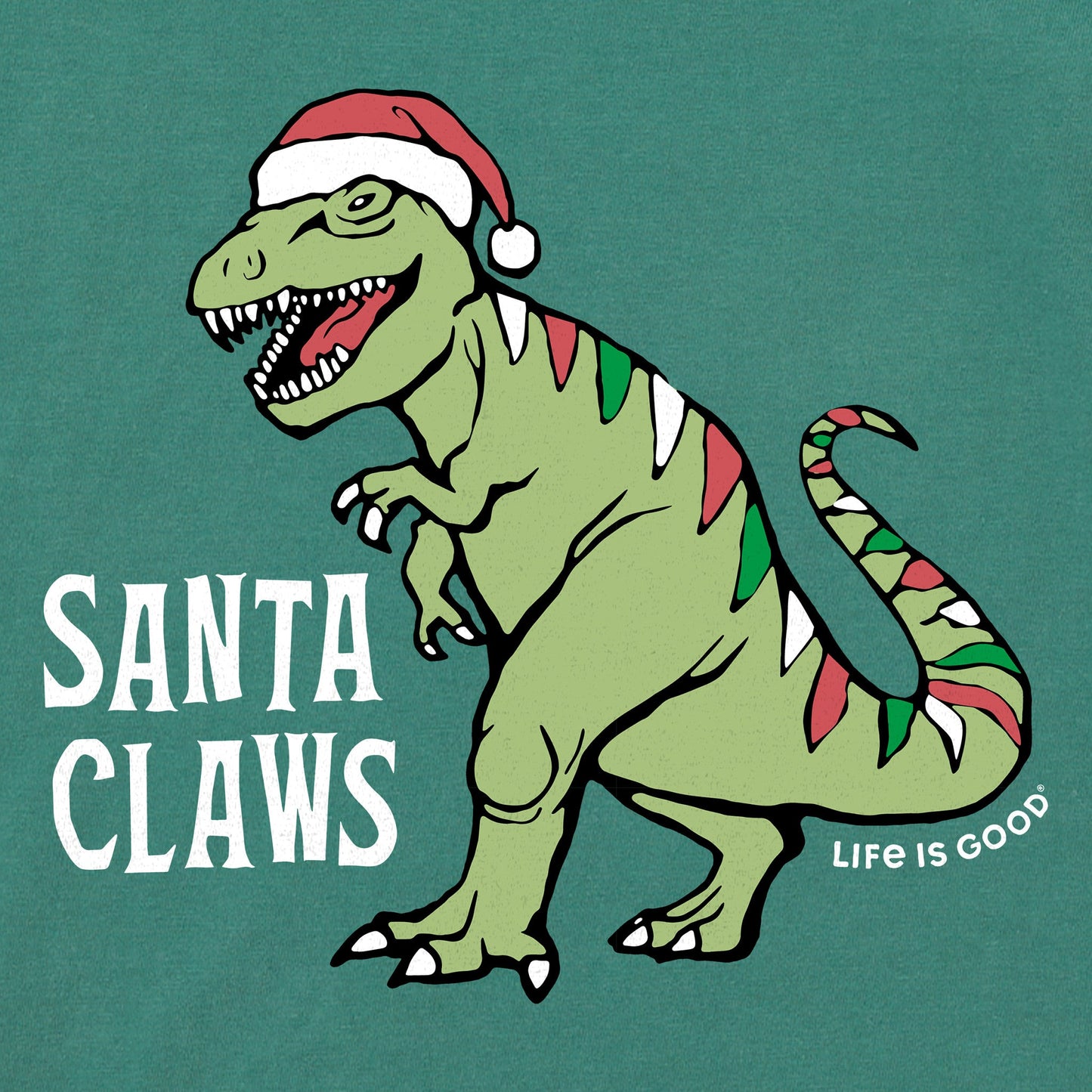 Kids Santa Claws Dino Long Sleeve Crusher Tee