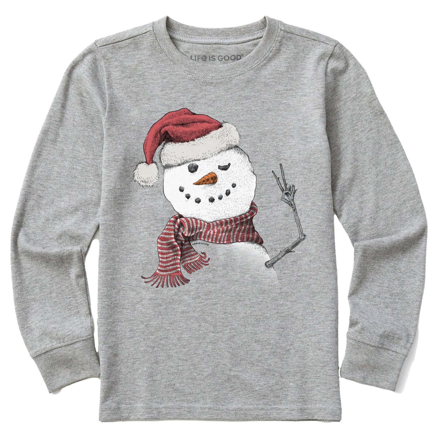 Kids Santa Snowman Peace Long Sleeve Crusher Tee