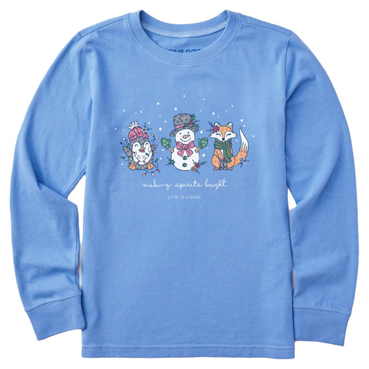 Kids Spirits Bright Snowman, etc Long Sleeve Crusher Tee