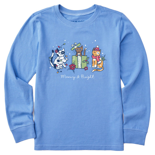 Kids Meowy & Bright Winter Kitties Long Sleeve Crusher Tee