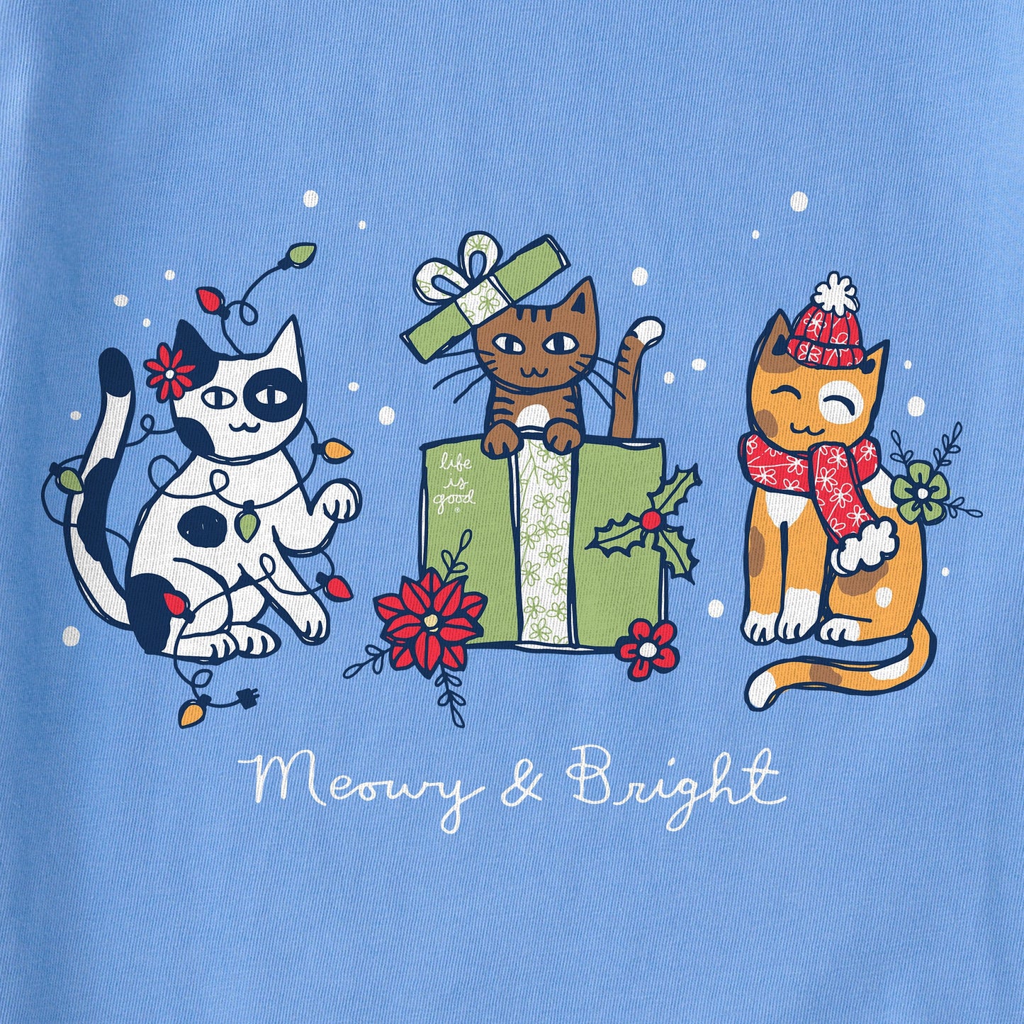 Kids Meowy & Bright Winter Kitties Long Sleeve Crusher Tee