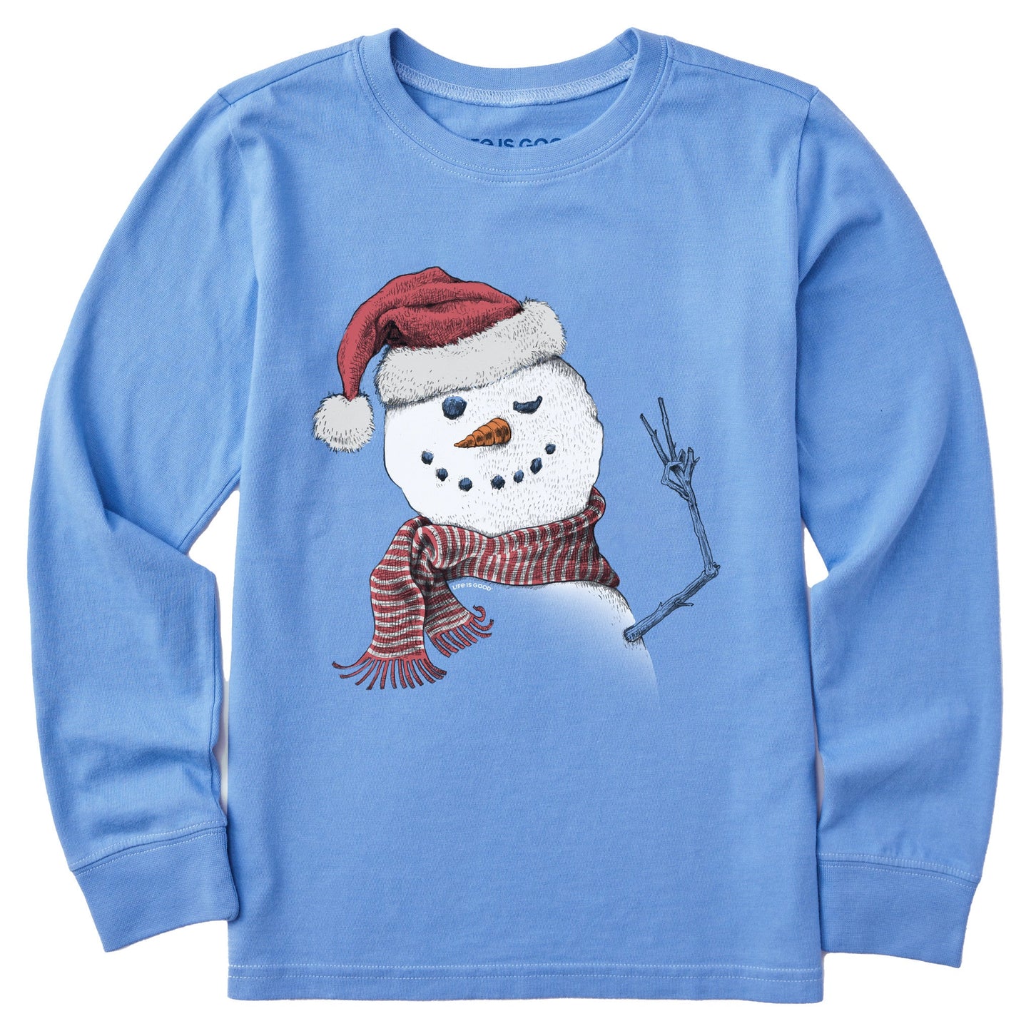 Kids Santa Snowman Peace Long Sleeve Crusher Tee