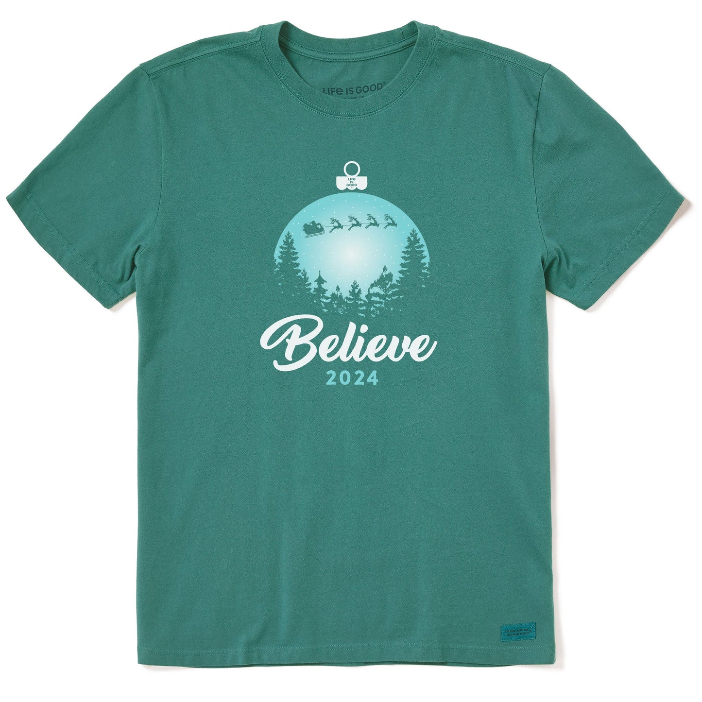 Men's Believe Santa Sleigh 2024 Short Sleeve Crusher Tee