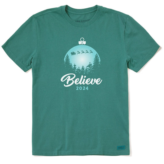 Men's Believe Santa Sleigh 2024 Short Sleeve Crusher Tee