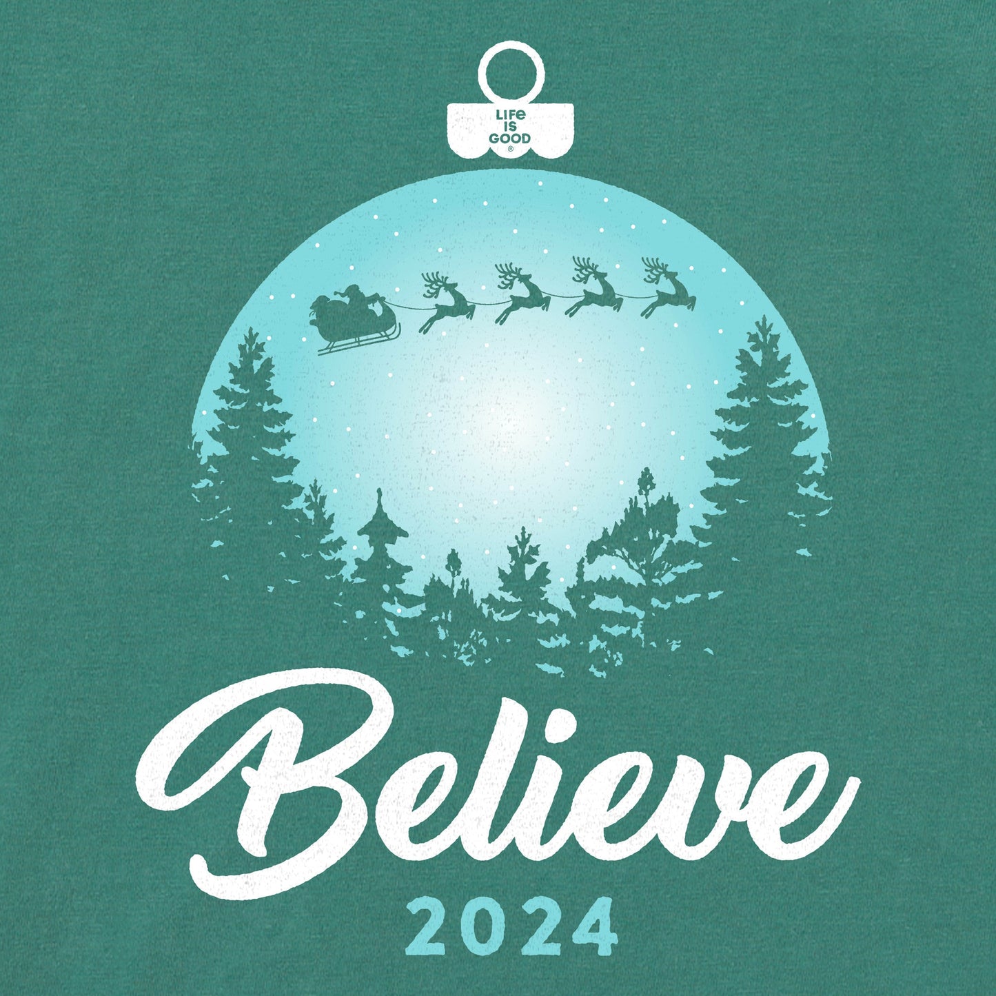 Men's Believe Santa Sleigh 2024 Short Sleeve Crusher Tee