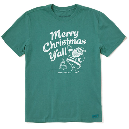 Men's Santa Merry Christmas Y'all Short Sleeve Crusher Tee