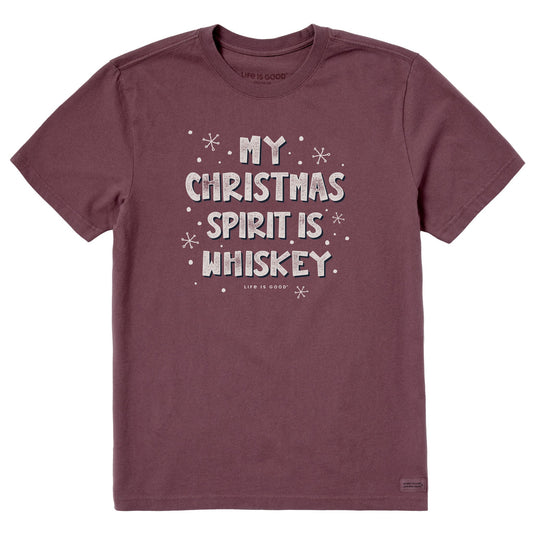 Men's My Christmas Spirit is Whiskey Short Sleeve Crusher Tee