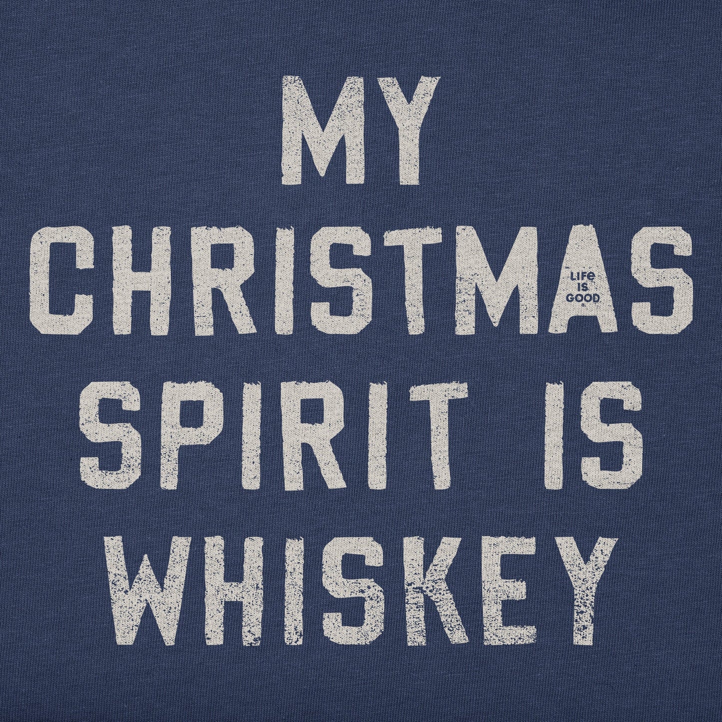 Men's Christmas Spirit is Whiskey Block Letter Short Sleeve Crusher Tee