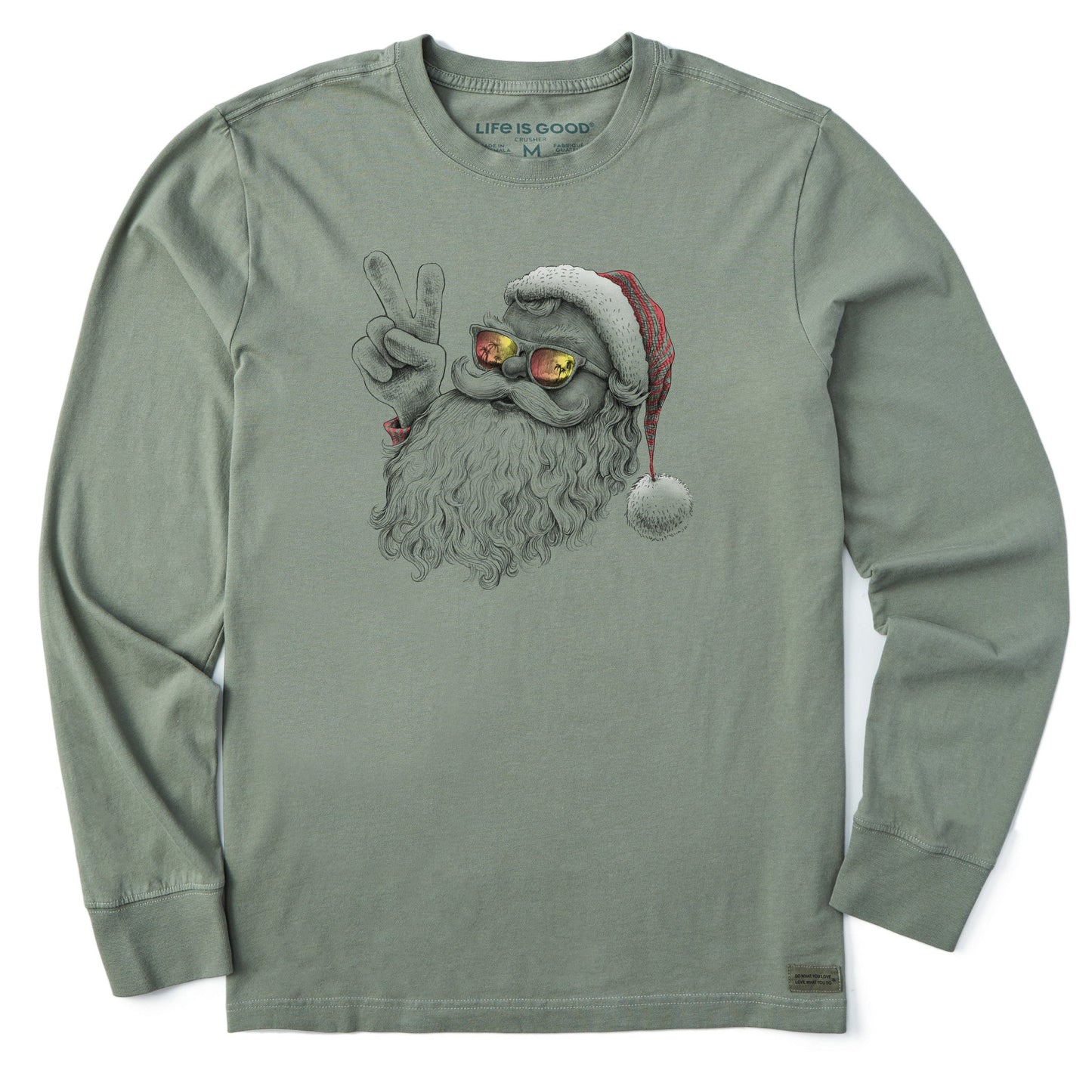 Men's Peaceful Santa Long Sleeve Crusher Tee