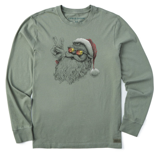 Men's Peaceful Santa Long Sleeve Crusher Tee