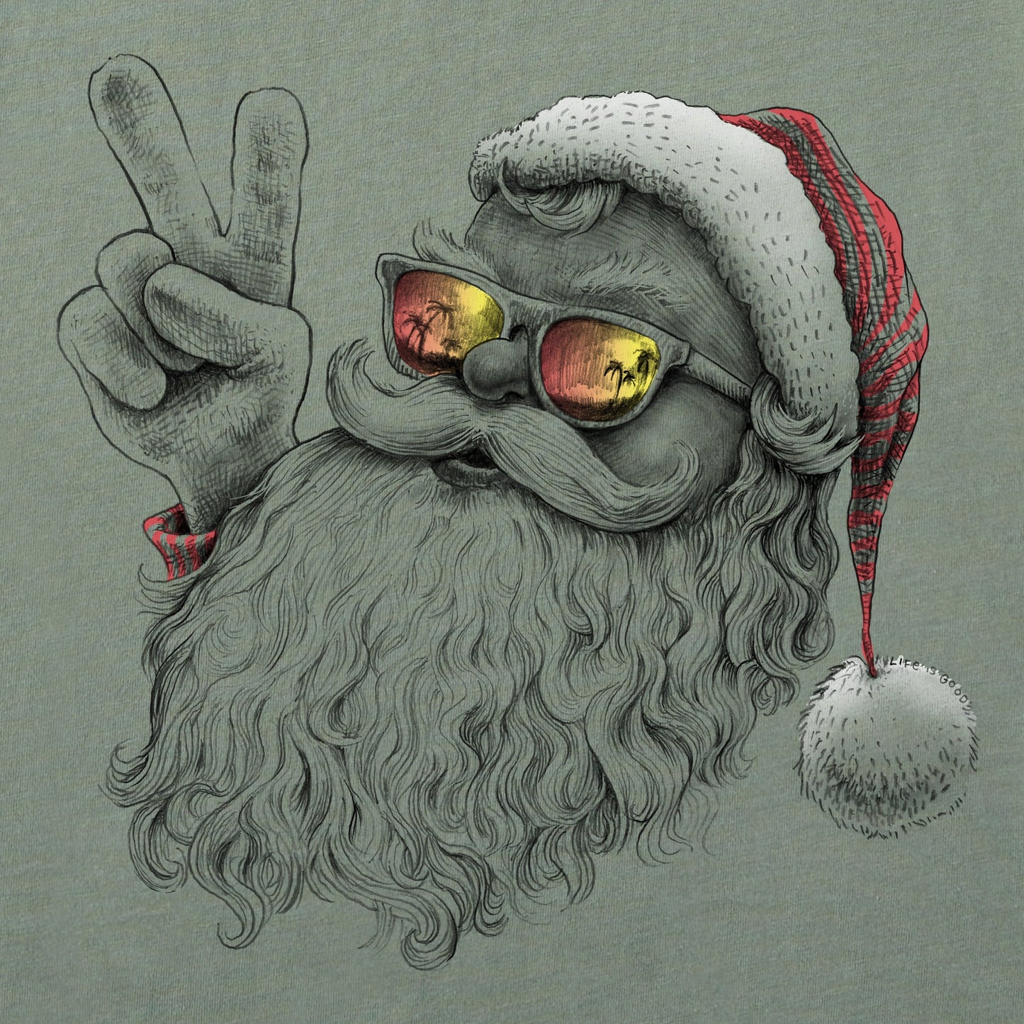 Men's Peaceful Santa Long Sleeve Crusher Tee