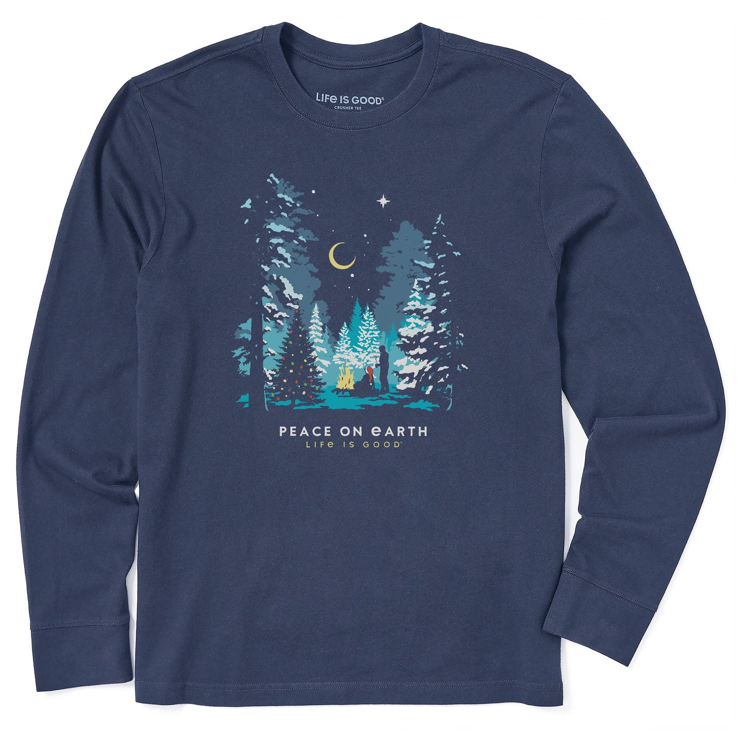 Men's Peace on Earth Christmas Camp Long Sleeve Crusher Tee