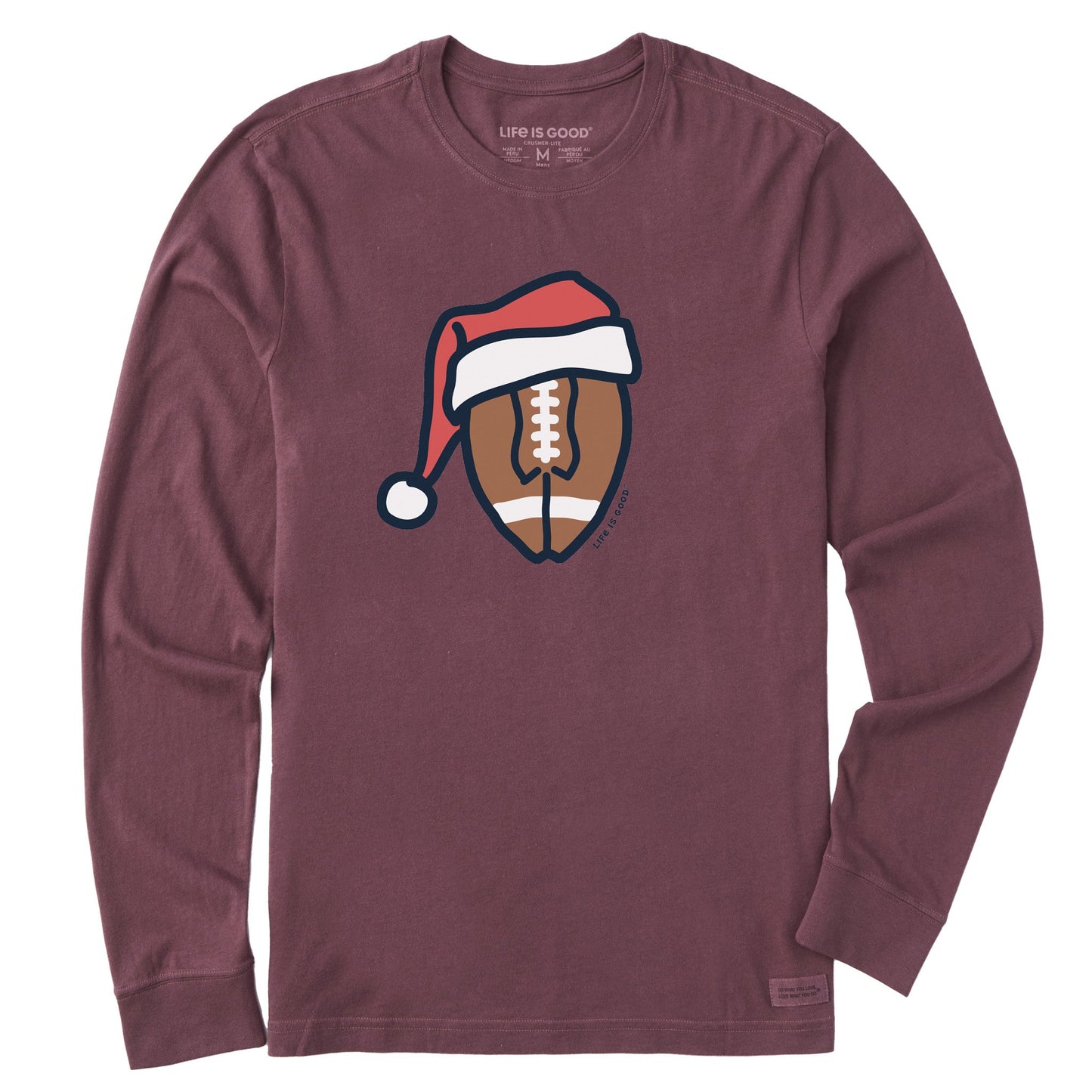 Men's Santa Football Long Sleeve Crusher Tee