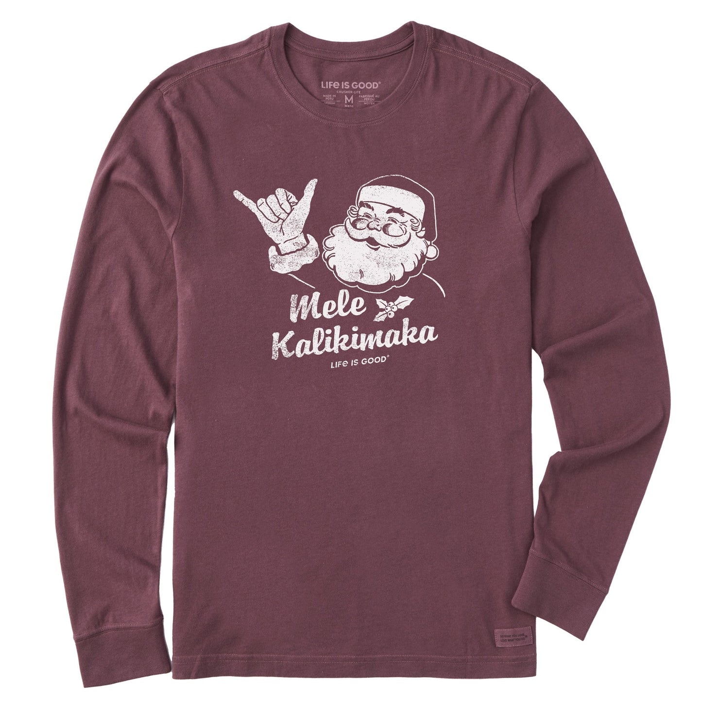 Men's Santa Mele Kalikimaka Long Sleeve Crusher Tee