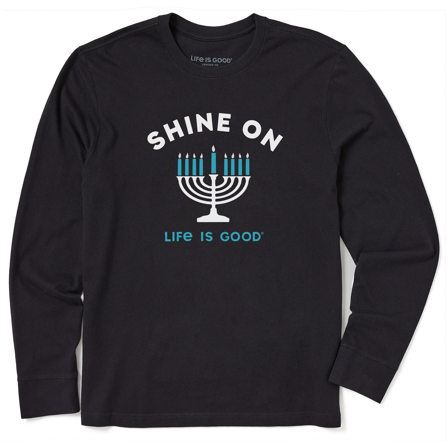 Men's Shine On Menorah Long Sleeve Crusher Tee